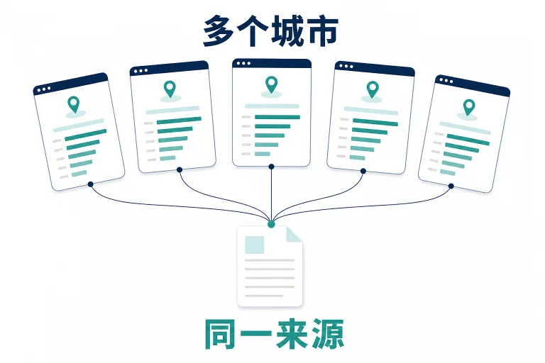 没有本地案例还敢开几十个城市页AI最容易怀疑你在占位：核心经营矛盾示意图