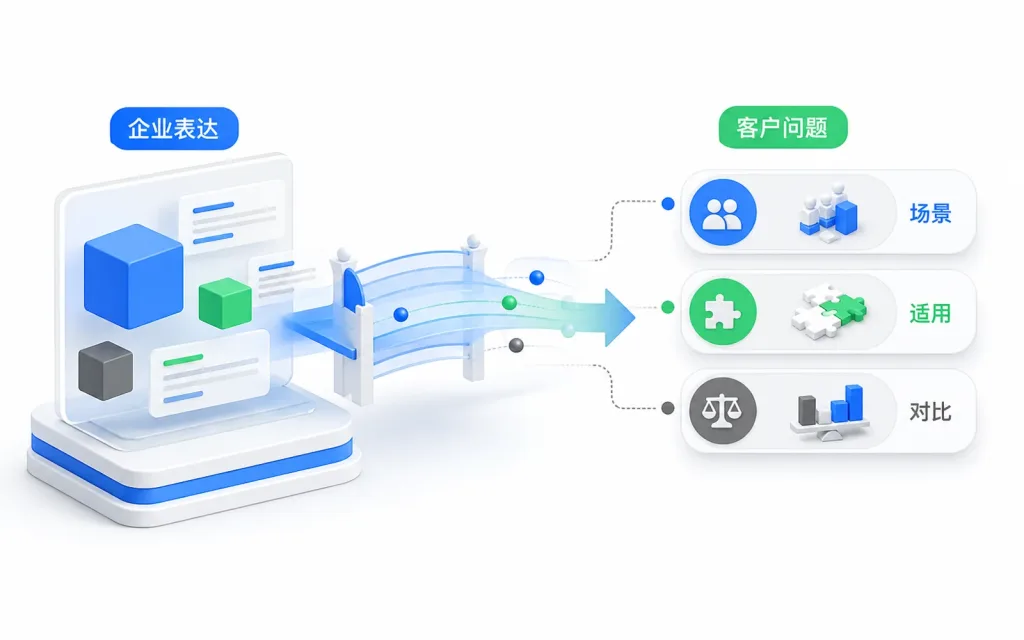 企业GEO经营一致性 - 品牌与客户问题 企业表达围绕客户场景、适用情况和对比问题持续校准