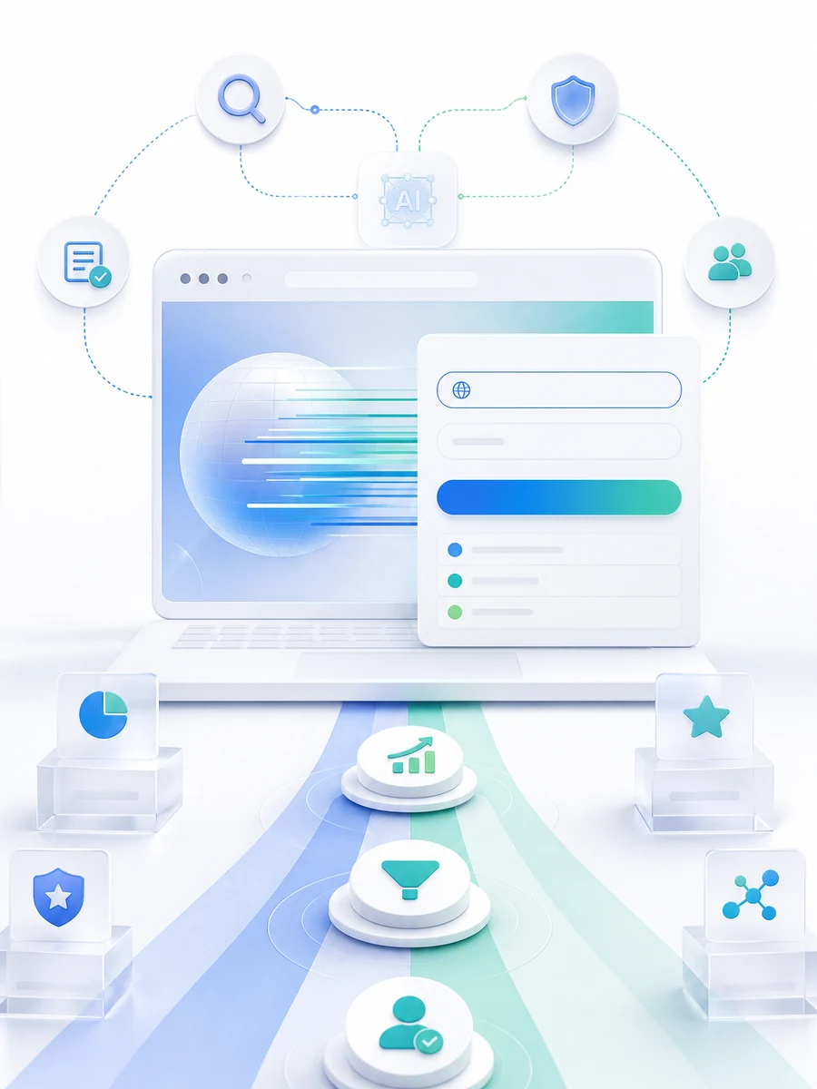 企业提交官网地址后与悦增长沟通SEO、GEO、AI搜索、品牌信任和获客转化优化路径