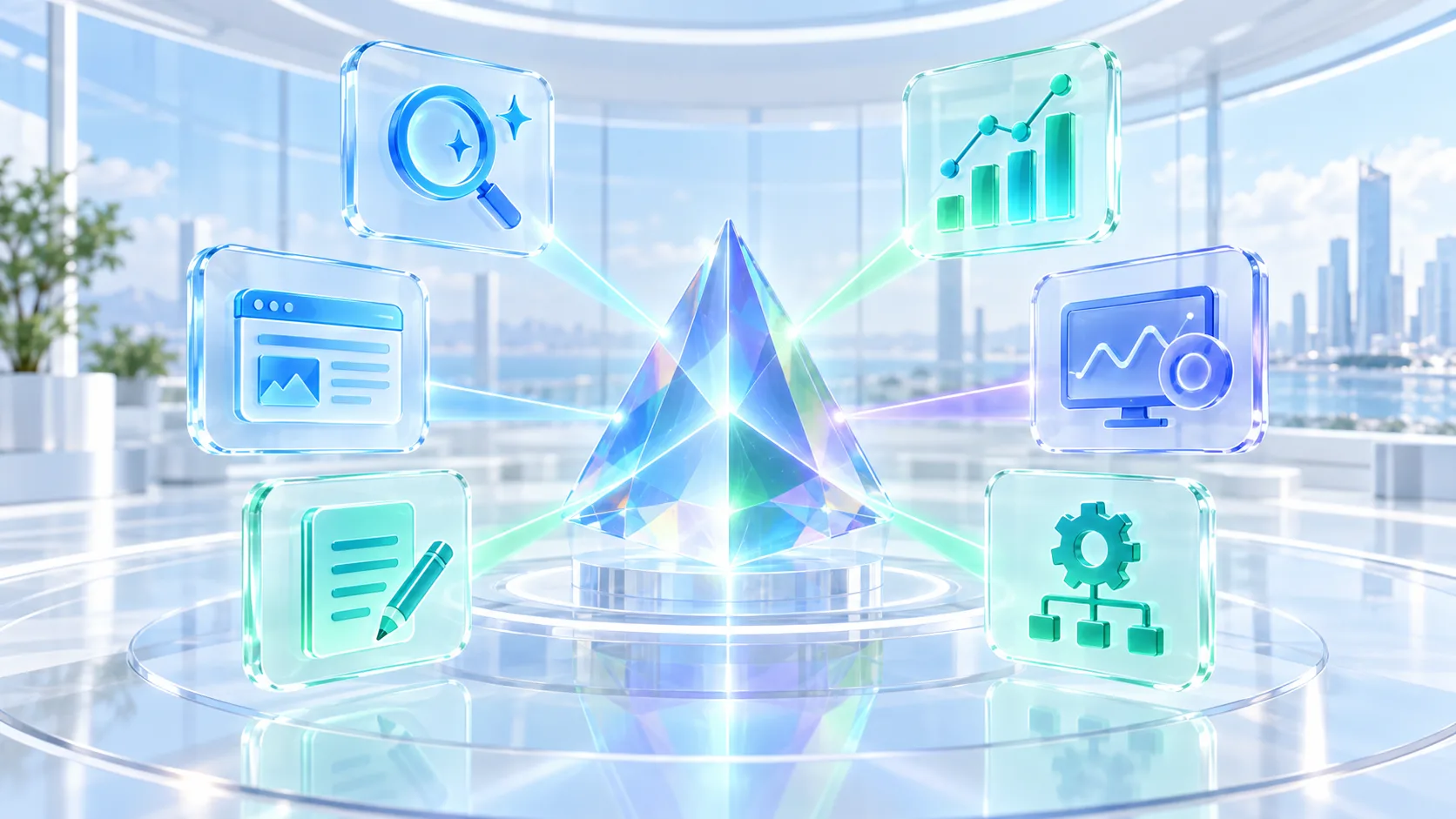 AI搜索优化服务商GEO公司能力评估维度示意图